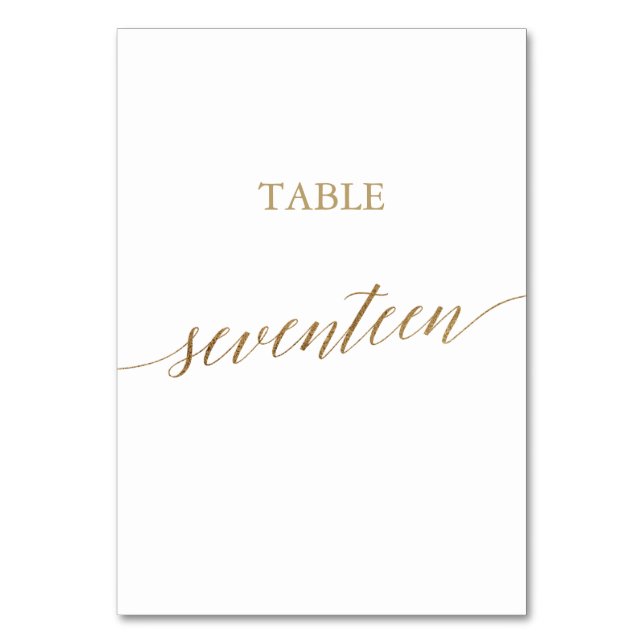 Tarjeta De Mesa Elegante Tabla De Caligrafía De Oro Número Diecisi (Anverso)