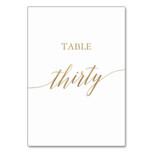 Tarjeta De Mesa Elegante tabla de caligrafía de oro número treinta
