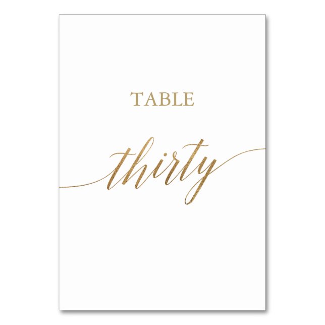 Tarjeta De Mesa Elegante tabla de caligrafía de oro número treinta (Anverso)