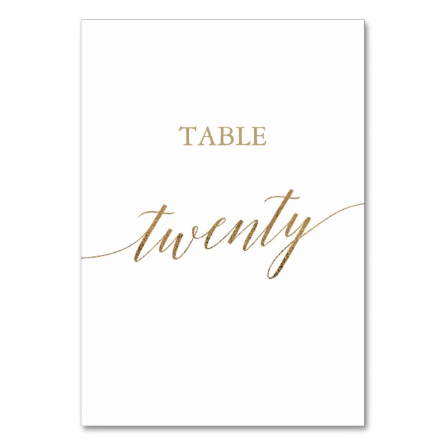 Tarjeta De Mesa Elegante tabla de caligrafía de oro número veinte (Anverso)