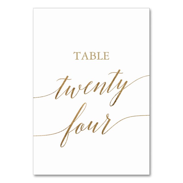 Tarjeta De Mesa Elegante Tabla de caligrafía de oro Número Veintic (Anverso)