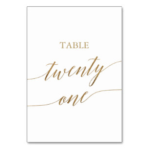 Tarjeta De Mesa Elegante Tabla de caligrafía de oro Número Veintiu