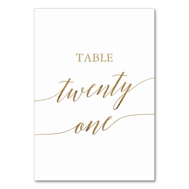 Tarjeta De Mesa Elegante Tabla de caligrafía de oro Número Veintiu (Anverso)