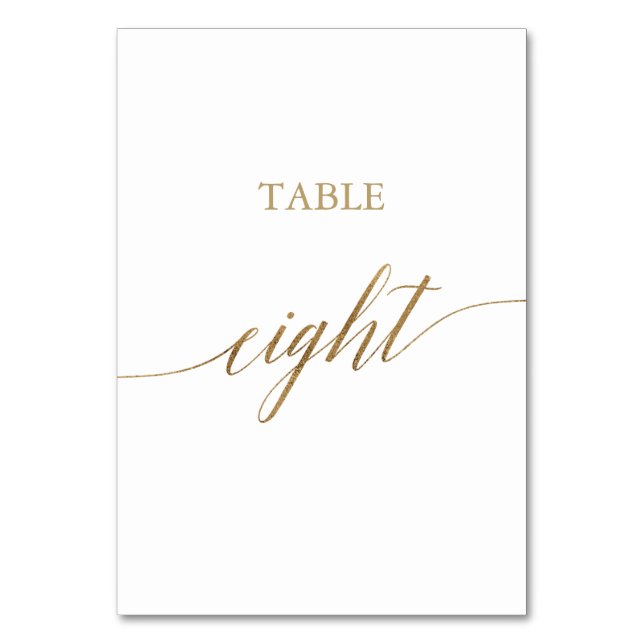 Tarjeta De Mesa Elegante Tabla de caligrafía de oro Ocho Número de (Anverso)