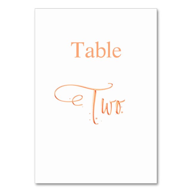 Tarjeta De Mesa Elegante tabla de caligrafía de oro rosa dos (Anverso)