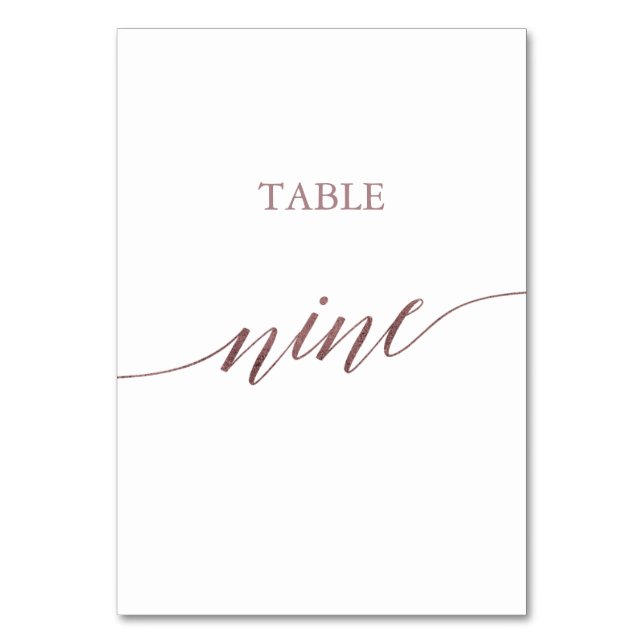Tarjeta De Mesa Elegante tabla de caligrafía de oro Rosa Nueve (Anverso)