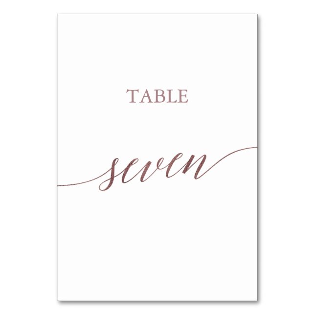 Tarjeta De Mesa Elegante tabla de caligrafía de oro Rosa Siete (Anverso)