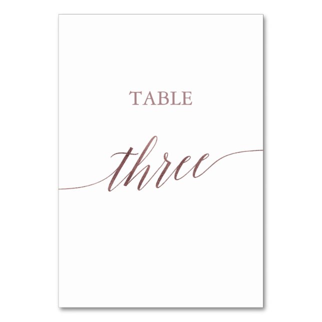 Tarjeta De Mesa Elegante tabla de caligrafía de oro Rosa tres (Anverso)