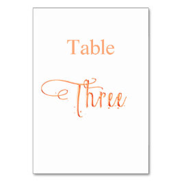 Tarjeta De Mesa Elegante tabla de caligrafía de oro rosa tres 3