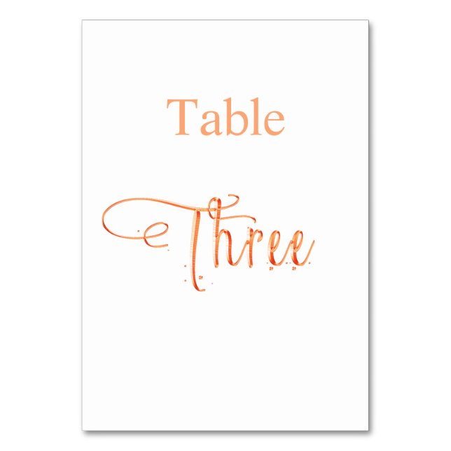Tarjeta De Mesa Elegante tabla de caligrafía de oro rosa tres 3 (Anverso)