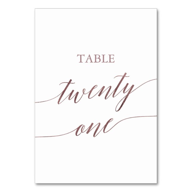 Tarjeta De Mesa Elegante tabla de caligrafía de oro Rosa Veintiuno (Anverso)