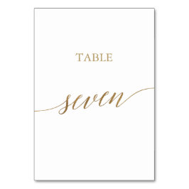 Tarjeta De Mesa Elegante Tabla de caligrafía de oro Siete Número d