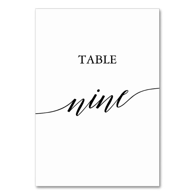 Tarjeta De Mesa Elegante Tabla de caligrafía negra Nueve Número de (Anverso)
