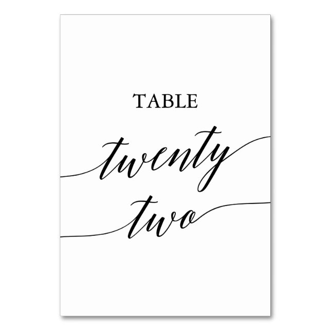 Tarjeta De Mesa Elegante tabla de caligrafía negra número 22 (Anverso)
