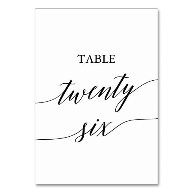 Tarjeta De Mesa Elegante tabla de caligrafía negra número 26 (Anverso)