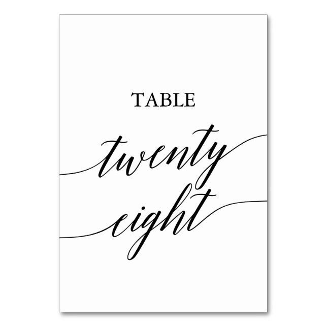 Tarjeta De Mesa Elegante Tabla de caligrafía negra número 28 (Anverso)