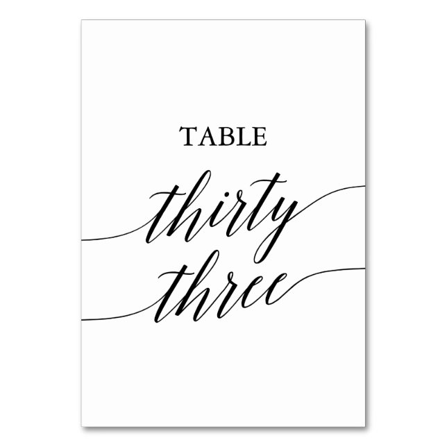 Tarjeta De Mesa Elegante tabla de caligrafía negra número 33 (Anverso)