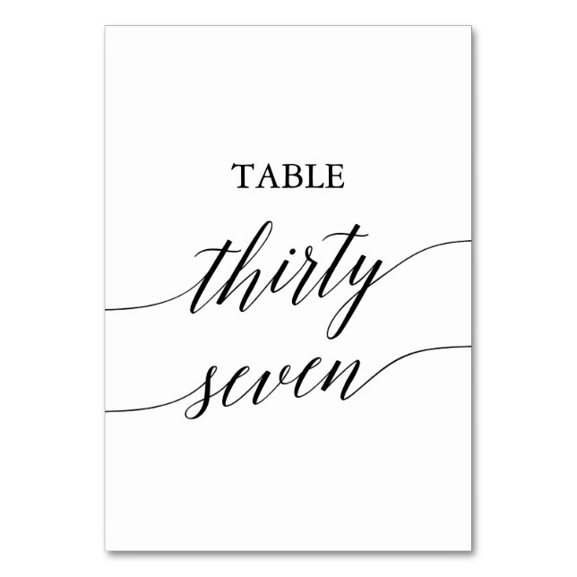 Tarjeta De Mesa Elegante tabla de caligrafía negra número 37 (Anverso)