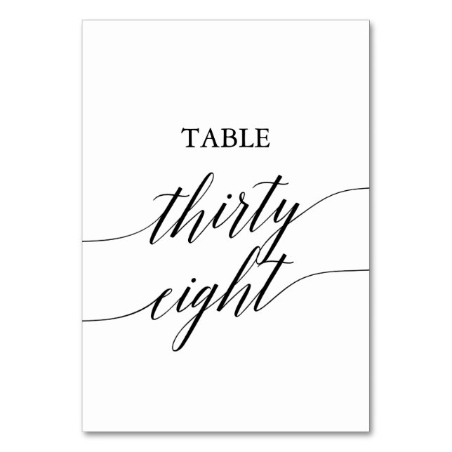 Tarjeta De Mesa Elegante tabla de caligrafía negra número 38 (Anverso)