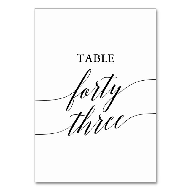 Tarjeta De Mesa Elegante Tabla de caligrafía negra número cuarenta (Anverso)