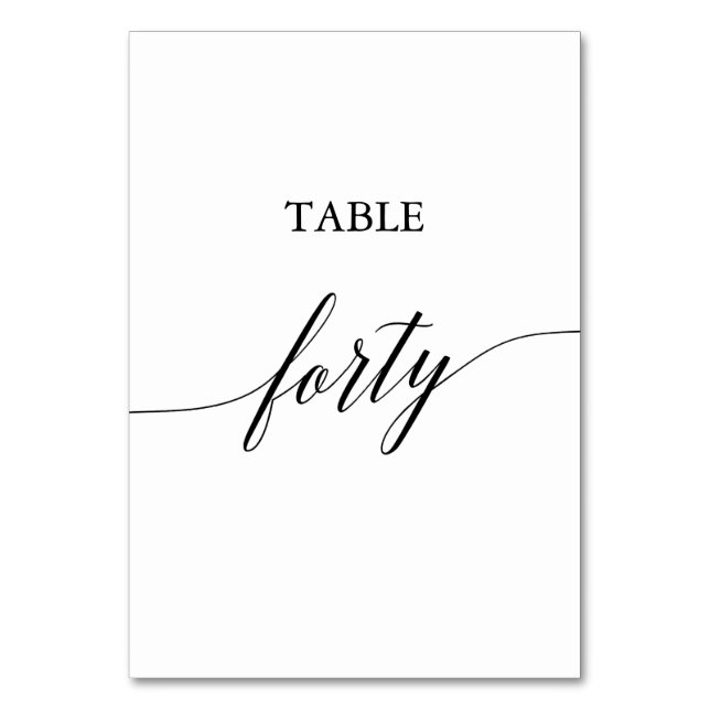 Tarjeta De Mesa Elegante tabla de caligrafía negra número cuarenta (Anverso)