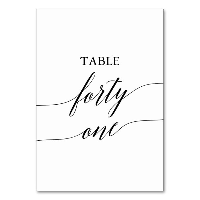 Tarjeta De Mesa Elegante tabla de caligrafía negra número cuarenta (Anverso)
