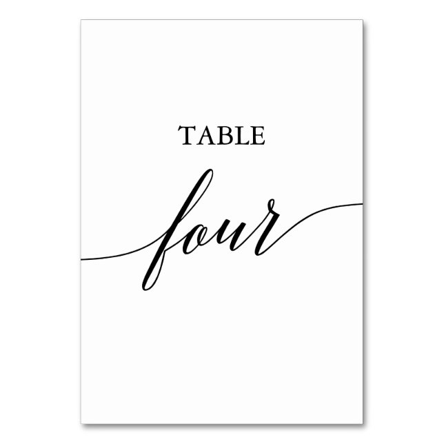 Tarjeta De Mesa Elegante Tabla de caligrafía negra Número de cuatr (Anverso)