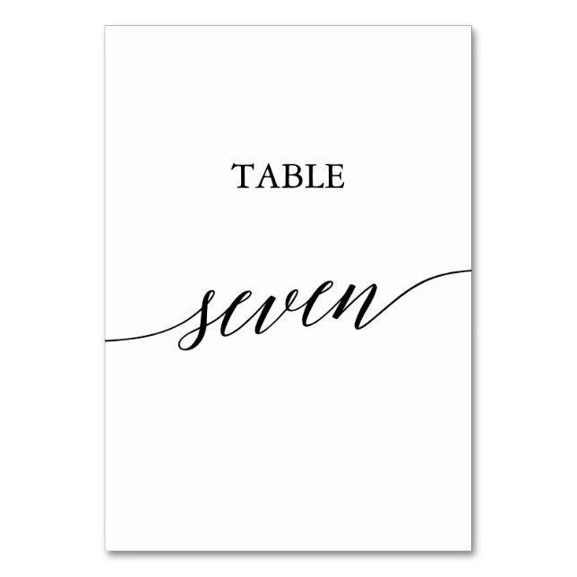 Tarjeta De Mesa Elegante tabla de caligrafía negra número de tabla (Anverso)