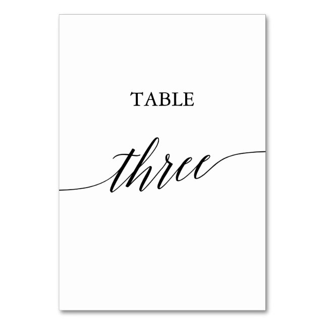 Tarjeta De Mesa Elegante tabla de caligrafía negra número de tres  (Anverso)