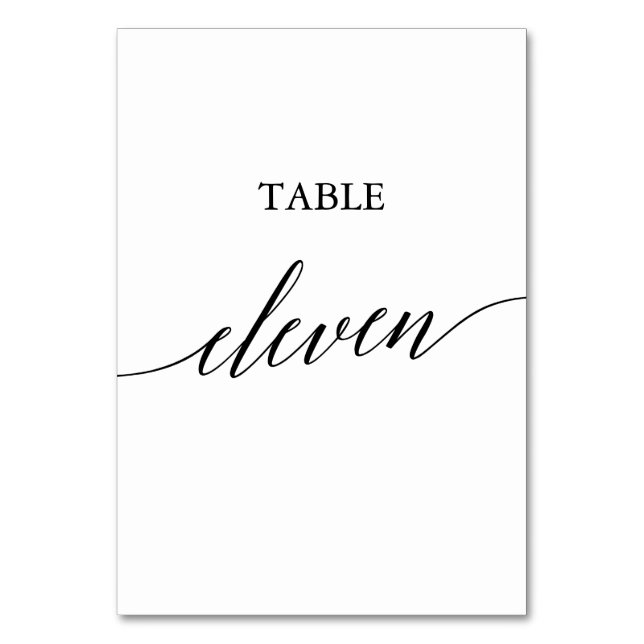 Tarjeta De Mesa Elegante tabla de caligrafía negra número once (Anverso)