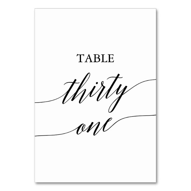 Tarjeta De Mesa Elegante tabla de caligrafía negra número treinta  (Anverso)