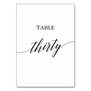 Tarjeta De Mesa Elegante tabla de caligrafía negra número treinta