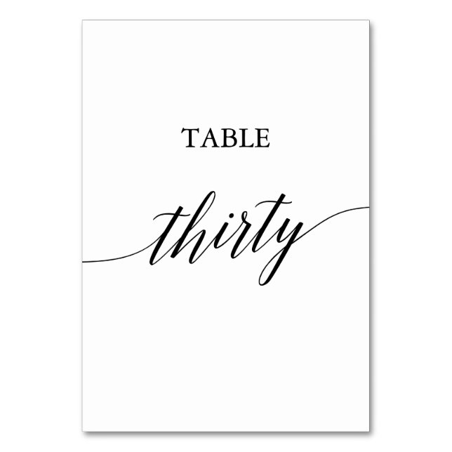 Tarjeta De Mesa Elegante tabla de caligrafía negra número treinta (Anverso)