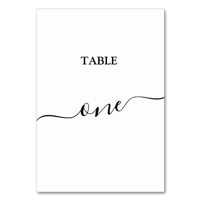 Tarjeta De Mesa Elegante tabla de caligrafía negra número uno (Anverso)