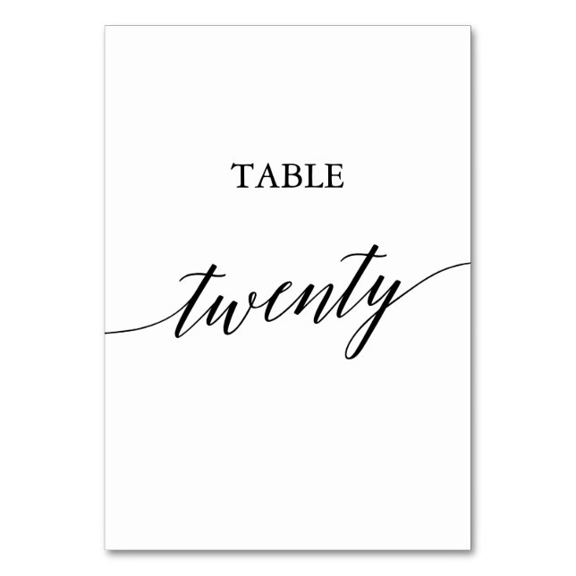 Tarjeta De Mesa Elegante tabla de caligrafía negra número veinte (Anverso)