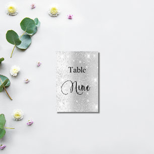 Tarjeta De Mesa Elegante tabla de caligrafía purpurina plateado 9