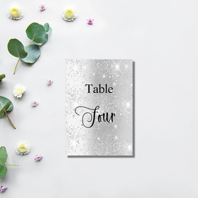 Tarjeta De Mesa Elegante tabla de caligrafía purpurina plateado cu (Subido por el creador)
