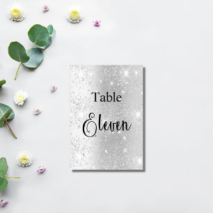 Tarjeta De Mesa Elegante tabla de caligrafía purpurina plateado on