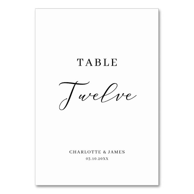 Tarjeta De Mesa Elegante Tabla De Guión Número De Doce Tabla (Anverso)