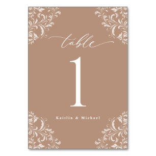 Tarjeta De Mesa Elegante Taupe Beige Vintage Classic Pequeño Boda