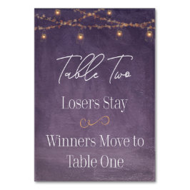 Tarjeta De Mesa Elegante Té Rústico Ilumina Mesa Purple Bunco Dos