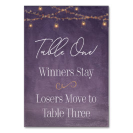 Tarjeta De Mesa Elegante Té Rústico Ilumina Mesa Purple Bunco Uno