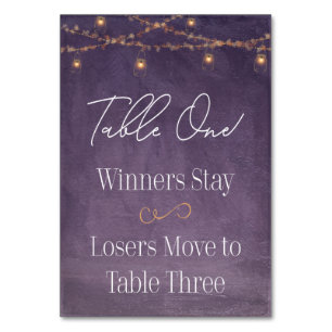Tarjeta De Mesa Elegante Té Rústico Ilumina Mesa Purple Bunco Uno