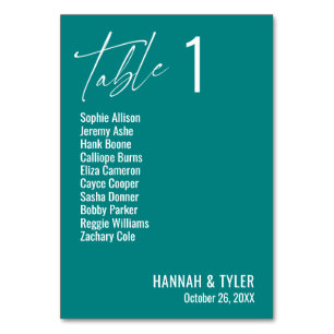 Tarjeta De Mesa Elegante Teal Simple Contemporáneo