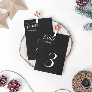 Tarjeta De Mesa Elegante tema Boda blanco y negro