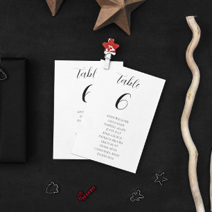 Tarjeta De Mesa Elegante tema Boda blanco y negro