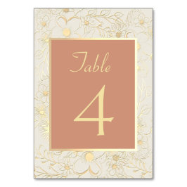 Tarjeta De Mesa Elegante Terracota Dorada