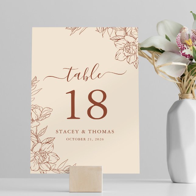 Tarjeta De Mesa Elegante Terracota Whimsical Boda (Subido por el creador)