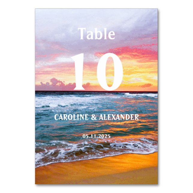 Tarjeta De Mesa Elegante verano Sunset Tropical Beach Hawaii (Anverso)