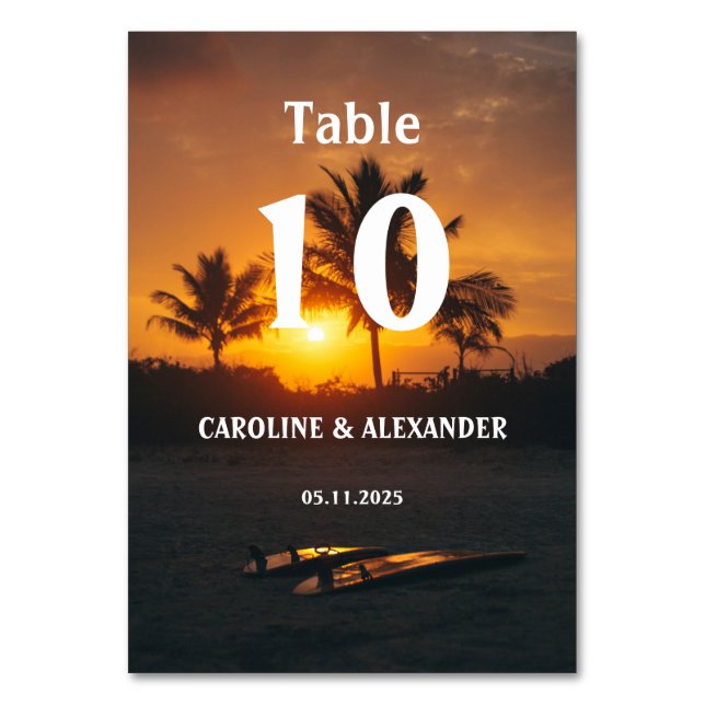 Tarjeta De Mesa Elegante verano Sunset Tropical Beach Hawaii Table (Anverso)